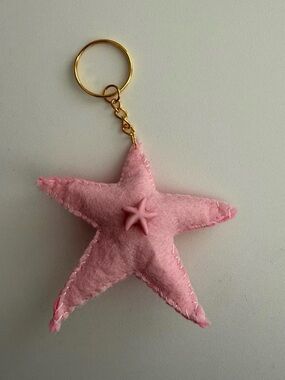 Pink Starfish Felt Keychain